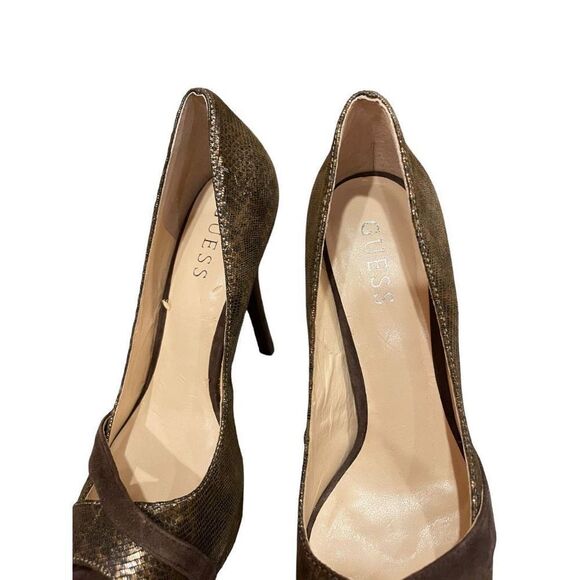 Guess Platform Stiletto High Heels Shoes Subtle Animal Print Open Toe 7.5M - Picture 7 of 11